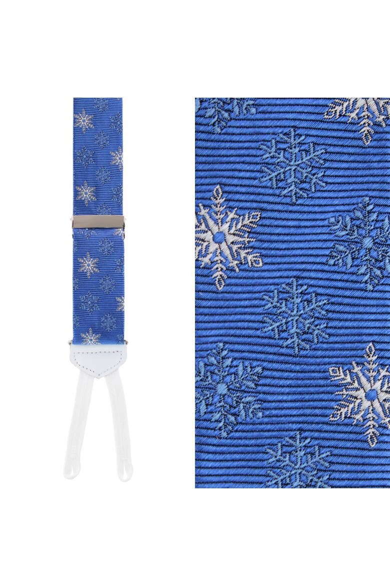 Let It Snow Novelty Snowflake Silk Formal End Suspenders, Main, color, Light Blue