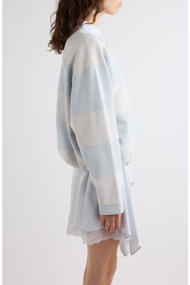 Stripe Polo Sweatshirt, Alternate, color, LIGHT BLUE/ GREY