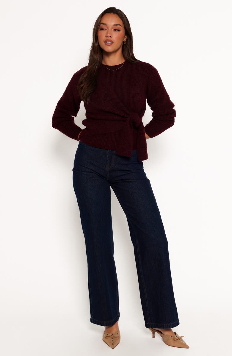 Petal & Pup Ettie Side Tie Sweater, Alternate, color, Burgundy