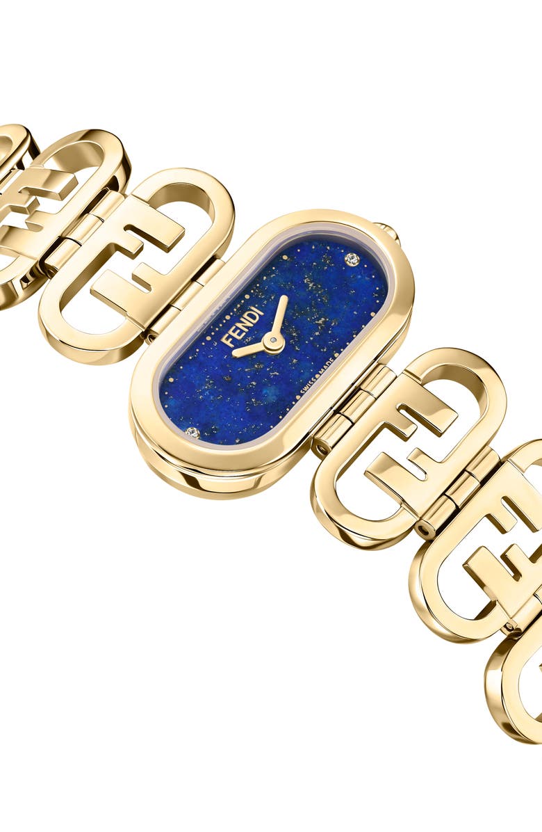 Fendi O'Lock Diamond Accent Oval Link Bracelet Watch, 28.3mm x 14.8mm, Alternate, color,