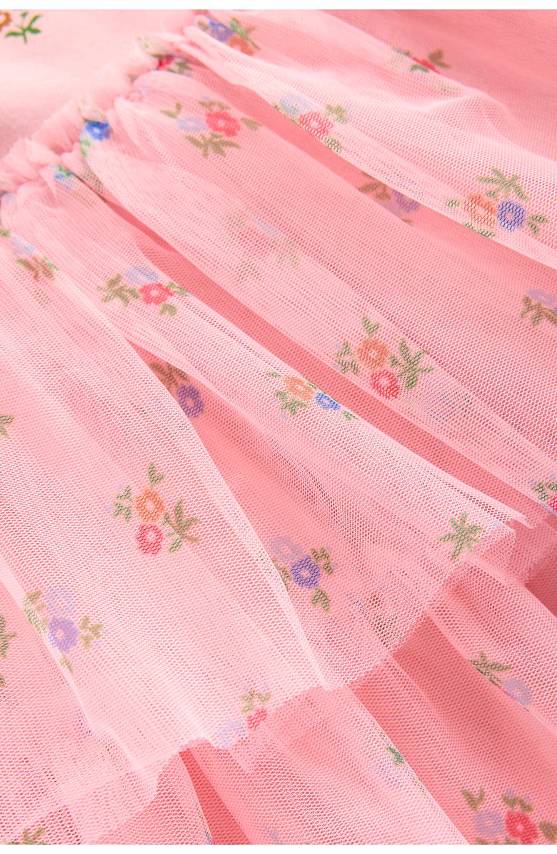 Mini Boden Kids' Floral Long Sleeve Tiered Tulle Dress, Alternate, color, Vintage Pink Ditsy Floral