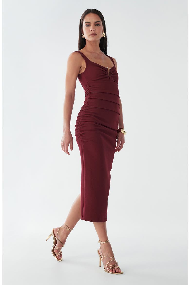 Brookes Midi Dress, Alternate, color, Burgundy