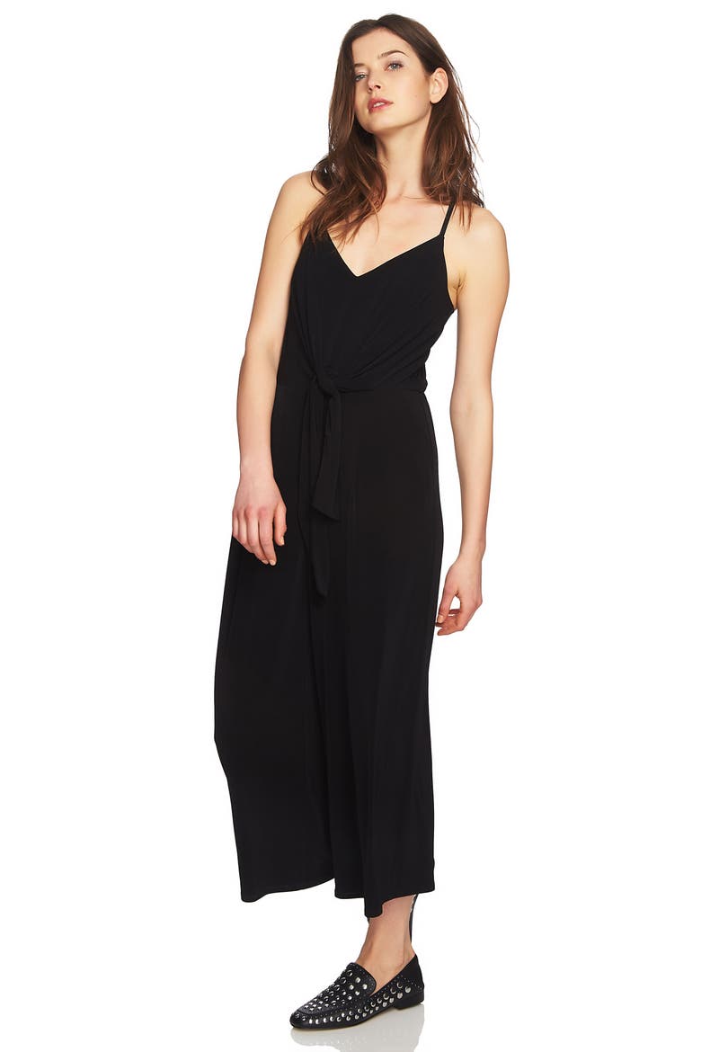 Tie Waist Racerback Jumpsuit, Alternate, color, RICH BLACK