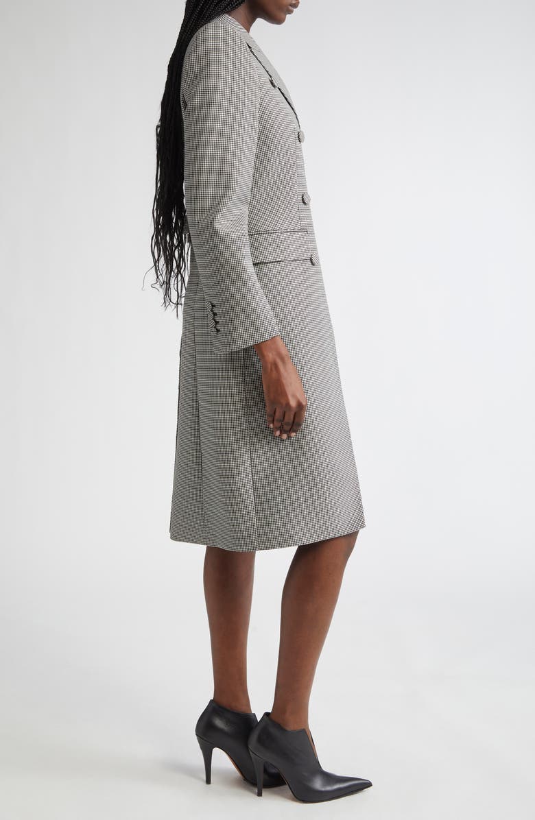 McQueen Houndstooth Check Double Breasted Wool & Mohair Coat, Alternate, color, Black/ Ivory