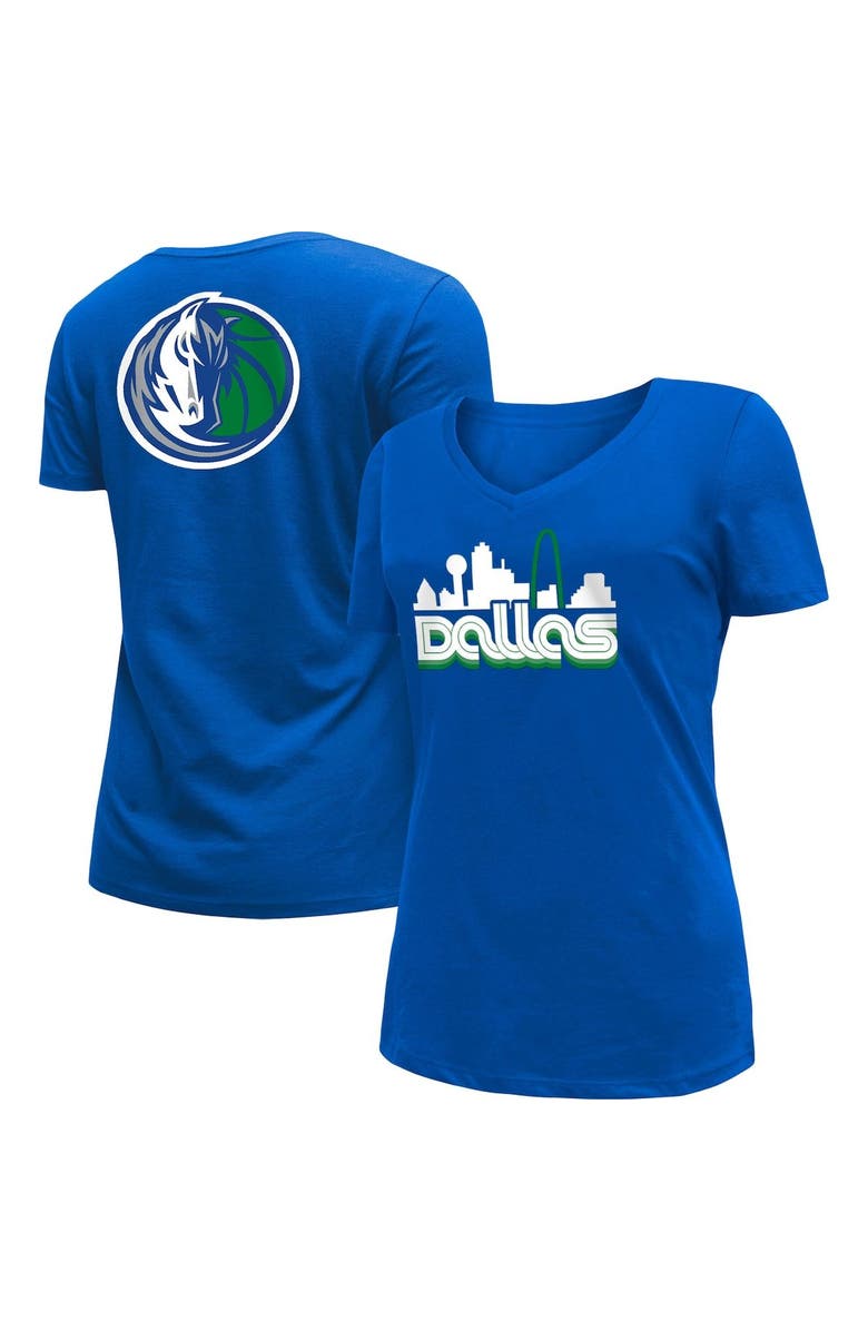 New Era Women's New Era Blue Dallas Mavericks 2022/23 City Edition V-Neck T-Shirt, Main, color, 