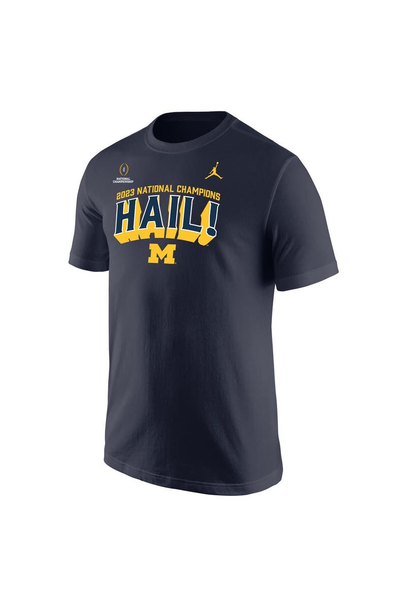 Jordan Brand Men's Jordan Brand Navy Michigan Wolverines College Football Playoff 2023 National Champions Slogan Core T-Shirt, Alternate, color, 