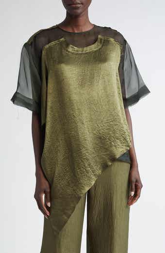 Jason Wu Collection Asymmetrical Silk Organza & Crinkled Satin Top