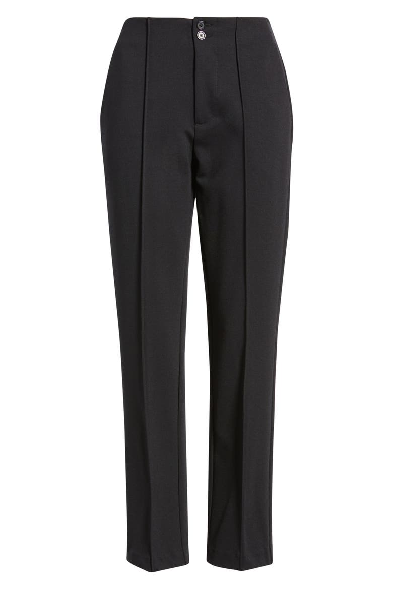 Pintuck Pleat Front Slim Leg Pants, Alternate, color, BLACK