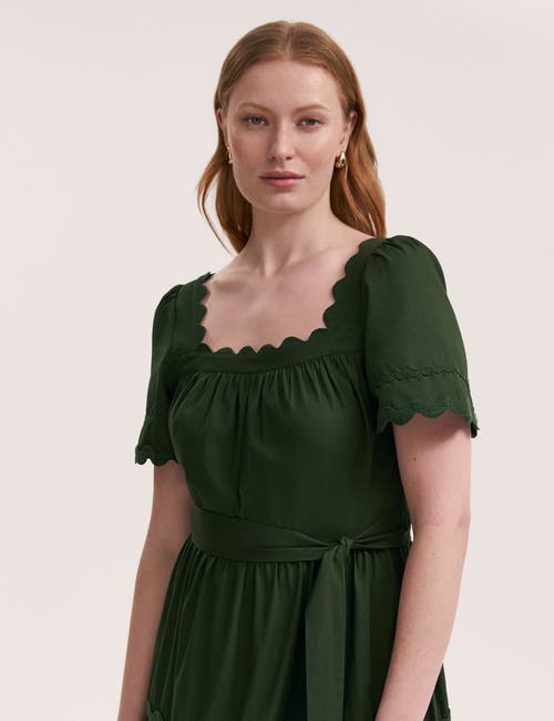 Finery London Corina Cotton Midi Tiered Dress In Brown