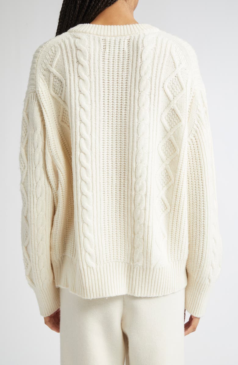 LOULOU DE SAISON Silva Wool & Cashmere Cable Knit Sweater, Alternate, color, Ivory