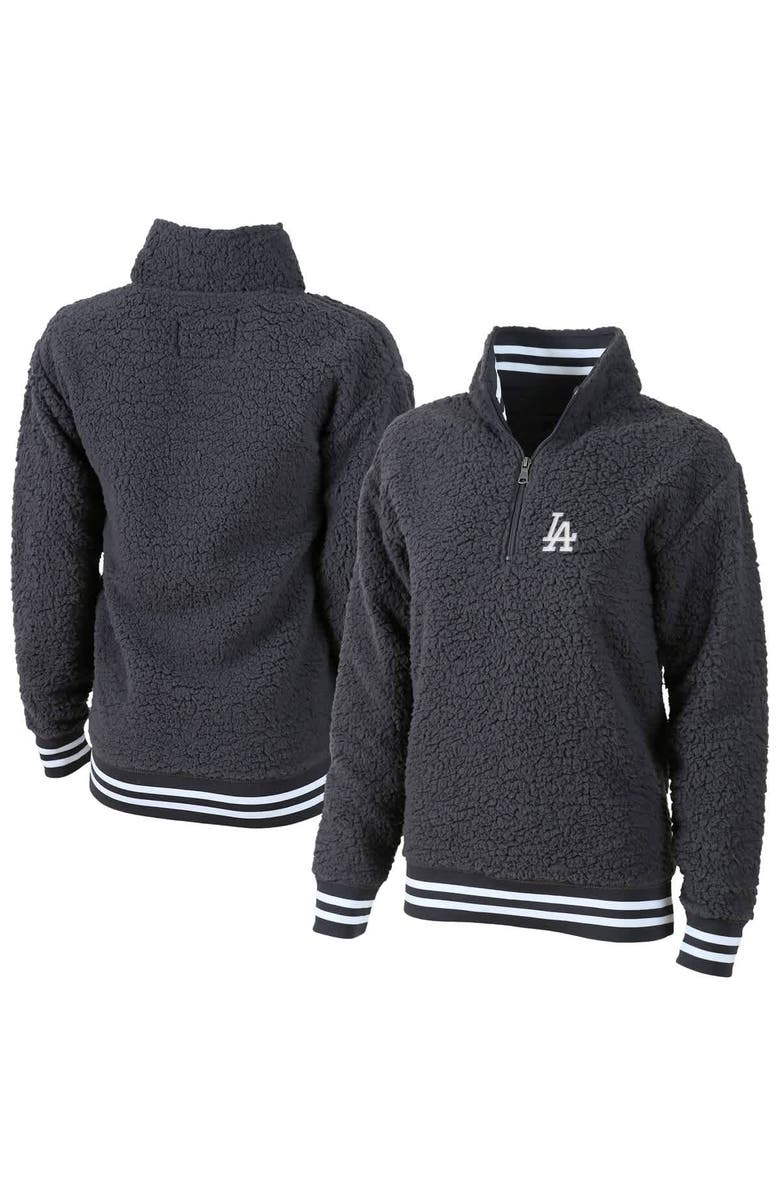 G-III 4HER BY CARL BANKS Women's G-III 4Her by Carl Banks Gray Los Angeles Dodgers Play Action Sherpa Fleece Quarter-Zip Jacket, Main, color, Gray