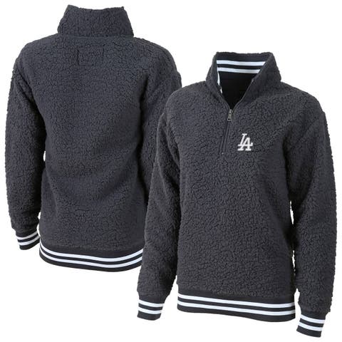 Women's G-III 4Her by Carl Banks Gray Los Angeles Dodgers Play Action Sherpa Fleece Quarter-Zip Jacket
