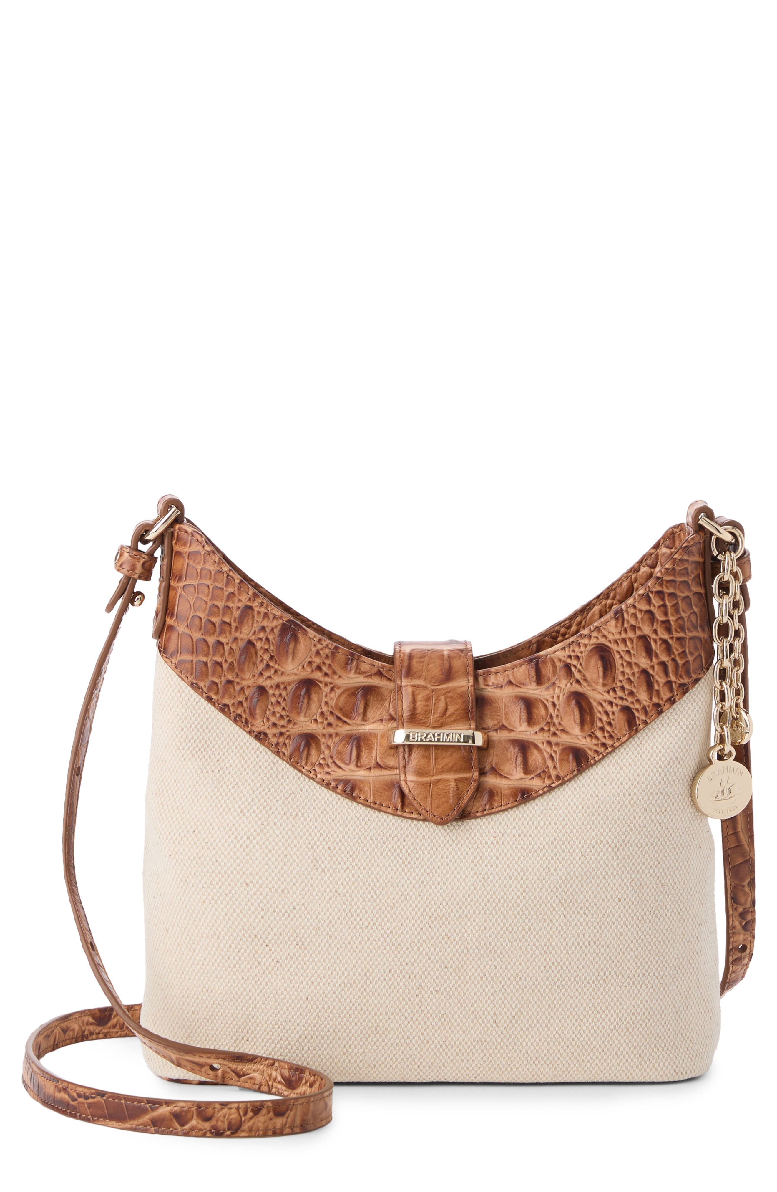 Brahmin Small Gwynne Canvas & Leather Crossbody Bag, Main, color, 