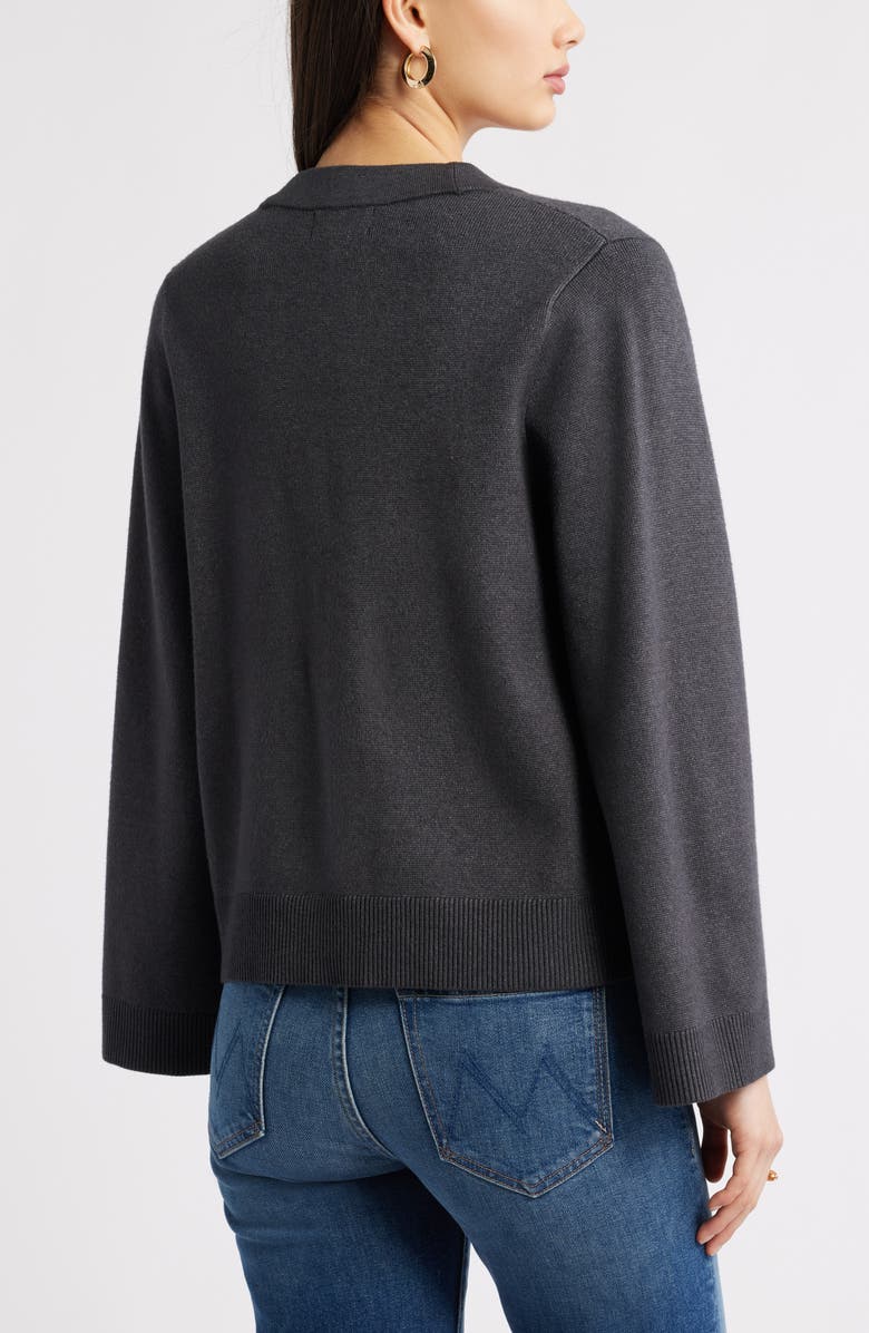 Open Edit Wide Sleeve Cardigan, Alternate, color, Grey Dark Charcoal Heather