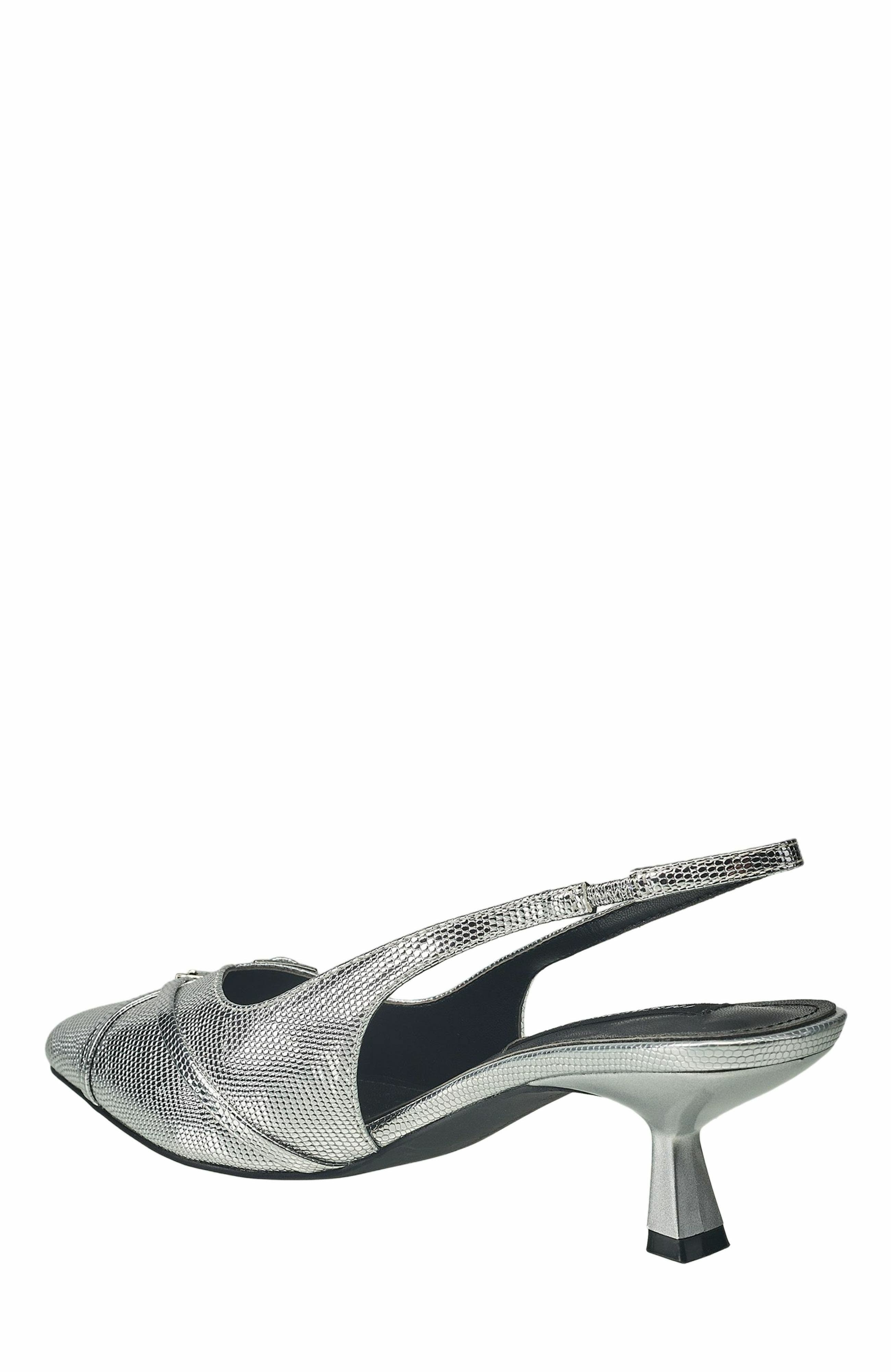 French Connection Buckles Slingback Kitten Heel, Alternate, color, Silver