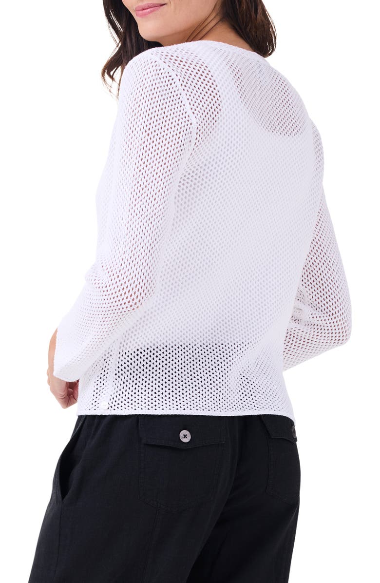 NIC+ZOE Open Stitch 4-Way Cotton Blend Cardigan, Alternate, color, Paper White