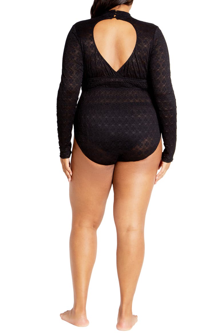 Constance Cutout Back Lace Bodysuit, Alternate, color, BLACK
