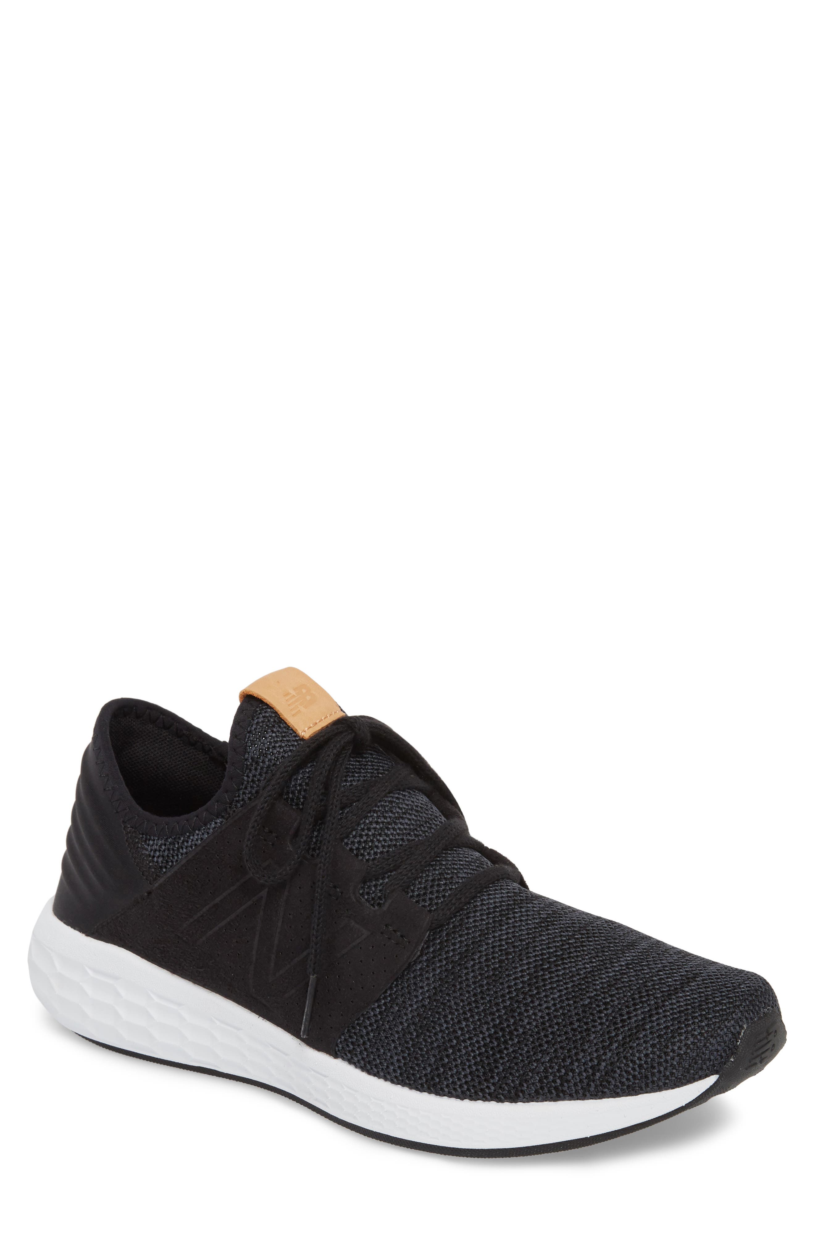 Fresh Foam Cruz v2 Knit Running Shoe, Main, color, BLACK/ WHITE
