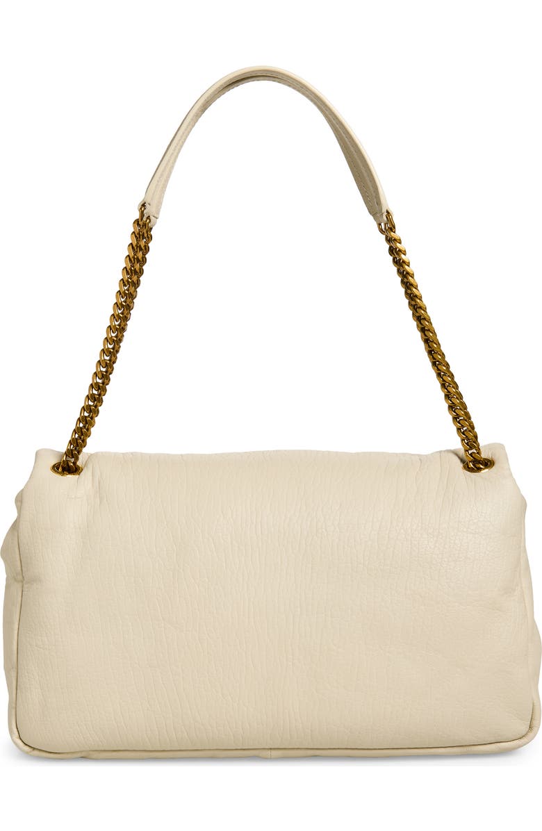 Saint Laurent Large Calypso Leather Shoulder Bag, Alternate, color, Crema Soft