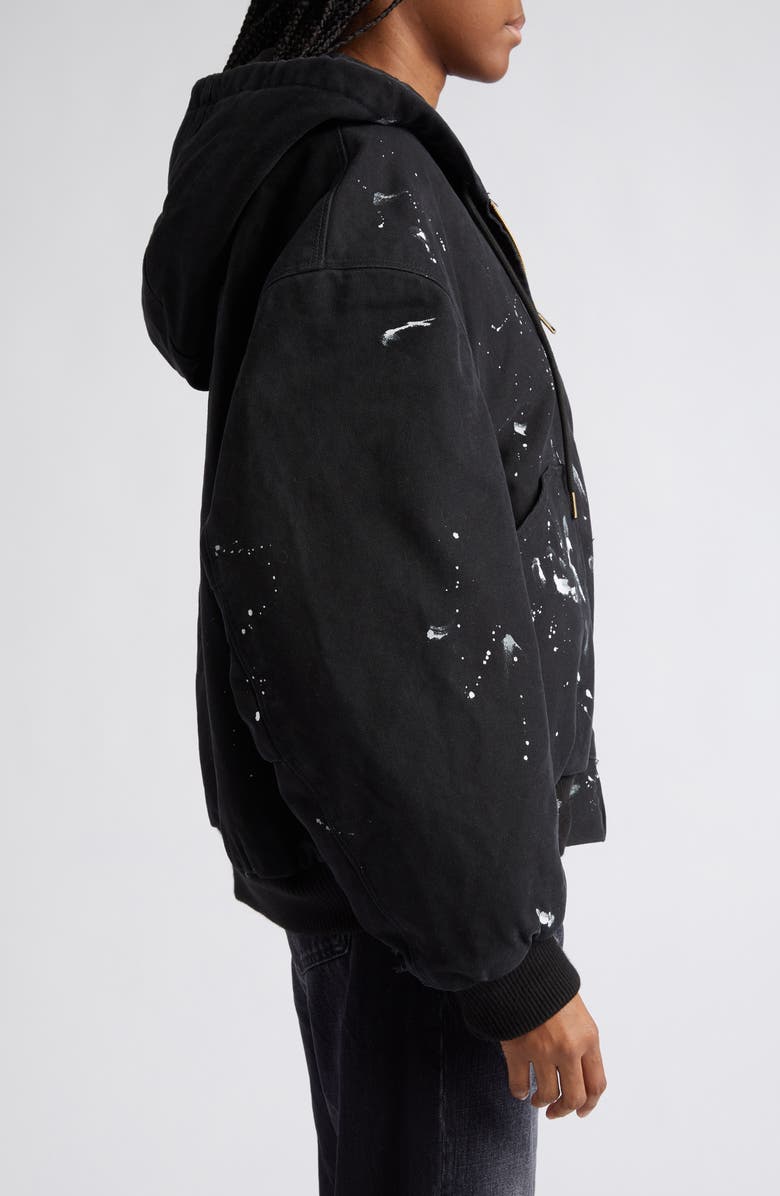 R13 Boxy Paint Splatter Hooded Cotton Canvas Jacket, Alternate, color,