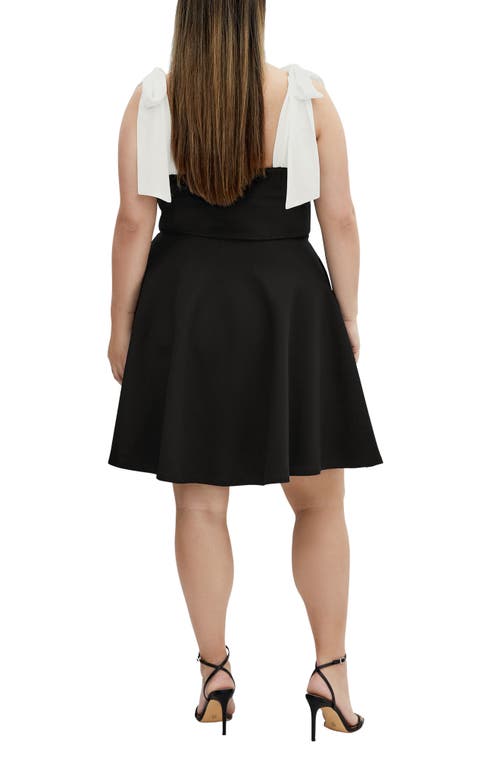 City Chic Nyla Tie Strap Fit & Flare Dress In Black