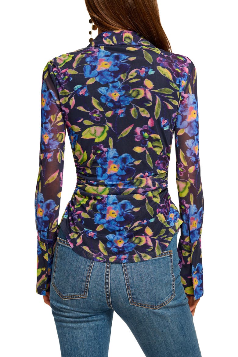 Talisa Floral Button-Up Shirt, Alternate, color, NAVY FLORAL MESH