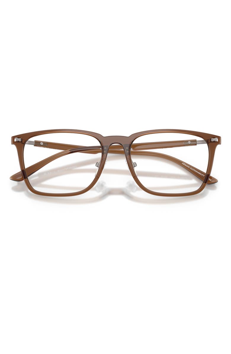 Emporio Armani 55mm Pillow Optical Glasses, Alternate, color, Shiny Brown / Demo Lens
