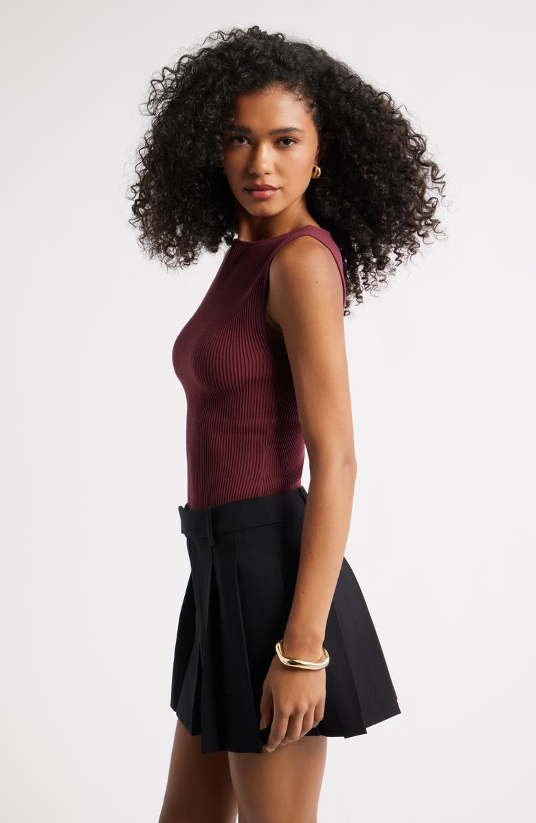 Open Edit Luxe Sculpt Rib Sweater Tank, Alternate, color, Burgundy Tannin