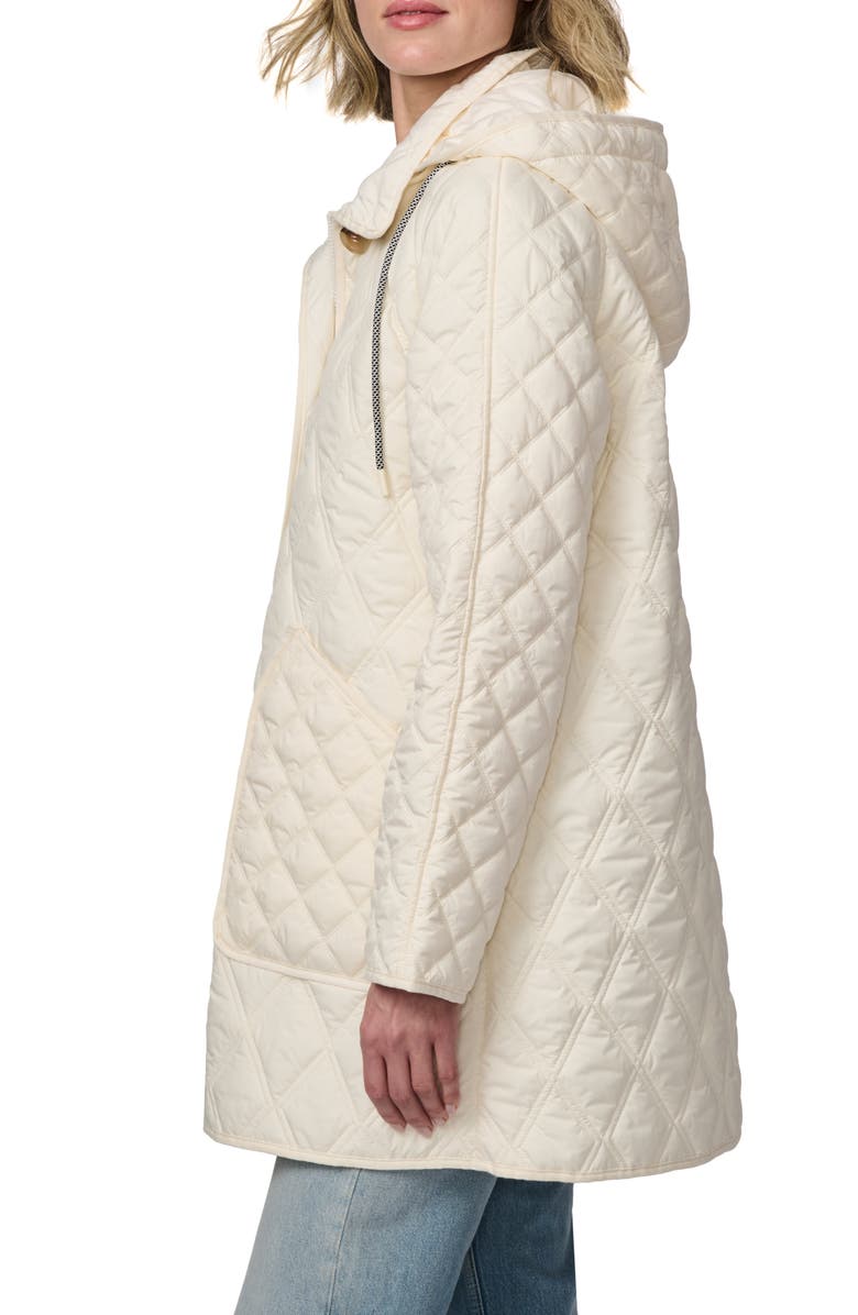 Bernardo Diamond Quilted Hooded Liner Jacket, Alternate, color, Fresh Cream