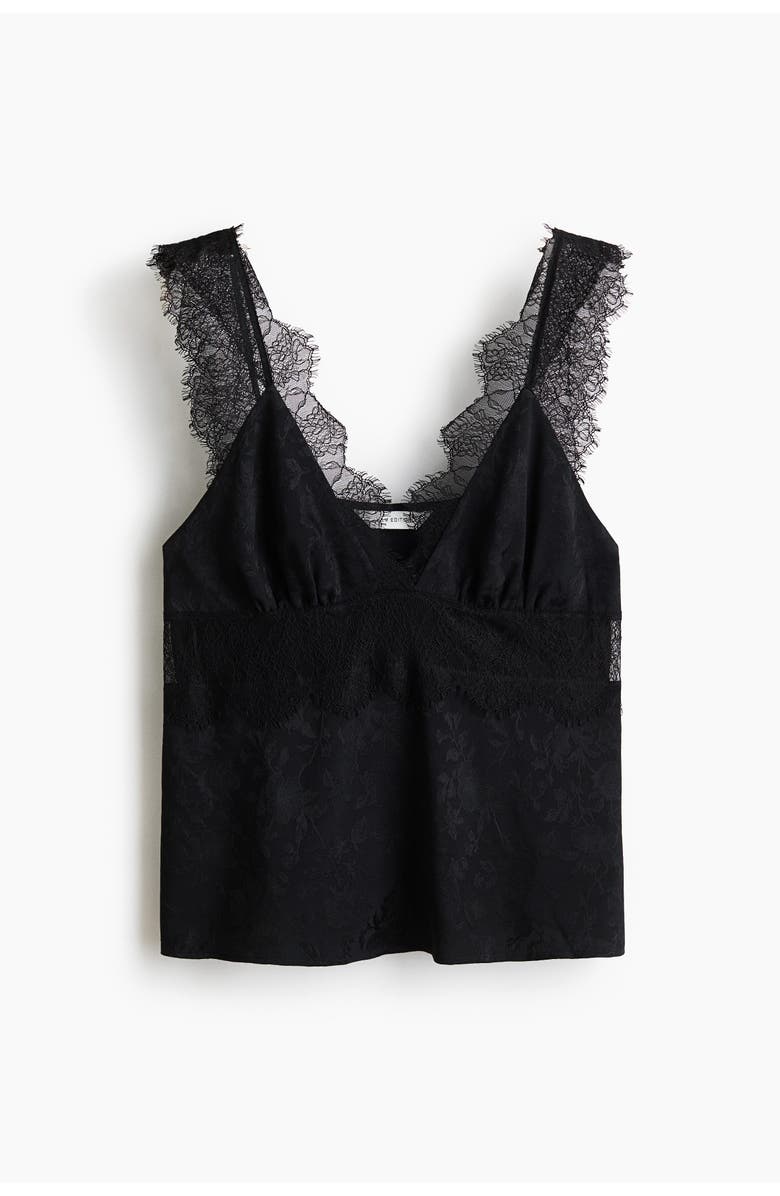 H&M Lace-detail Top, Main, color, Black