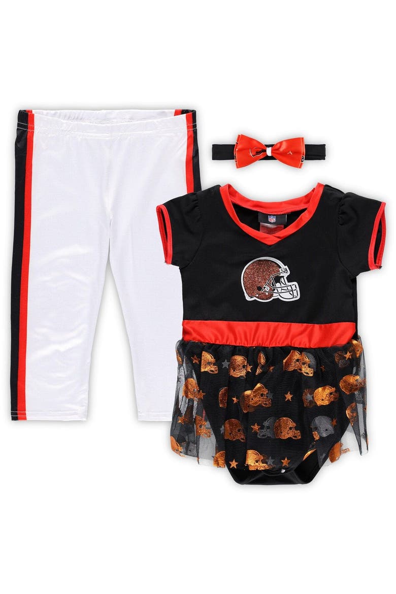Infant Brown/White Cleveland Browns Tailgate Tutu Game Day Costume Set, Main, color, Black
