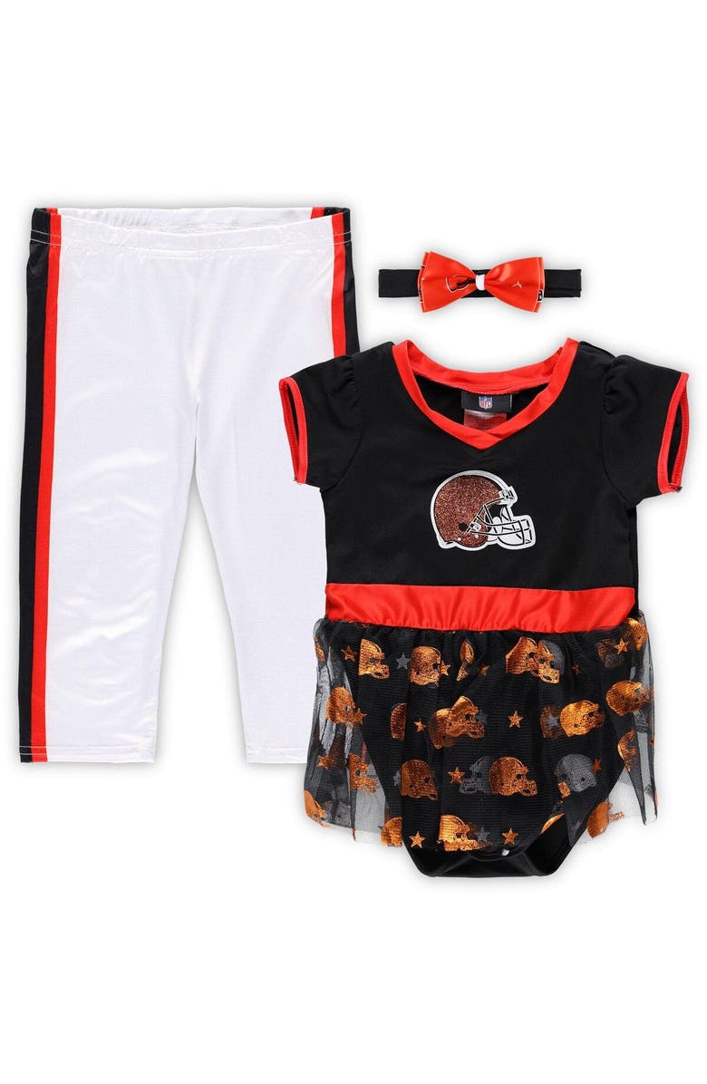JERRY LEIGH Infant Brown/White Cleveland Browns Tailgate Tutu Game Day Costume Set, Main, color, Black