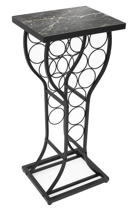 Black Marble Finish Wine Storage Display Rack