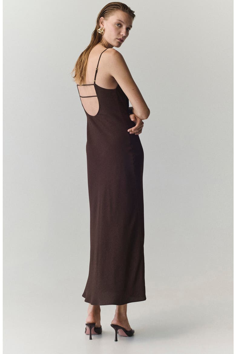 Cowl Neck Slipdress, Alternate, color, CHOCOLATE