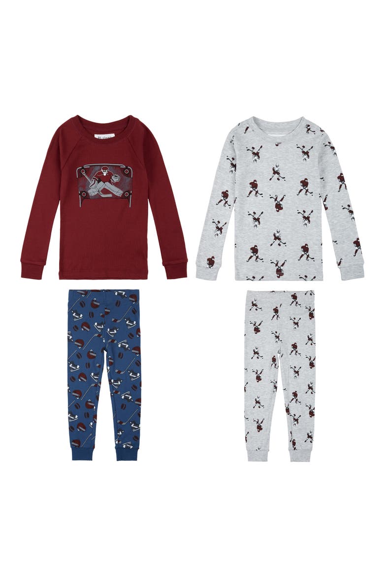 Kids' 4-Piece Pajamas, Main, color, HOCKEY