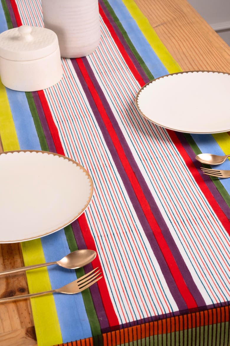Modernist Striped Tablerunner, Alternate, color, Multicolor