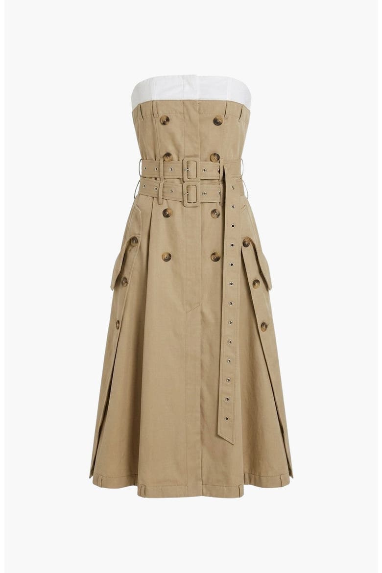 Strapless Trench Double Belt Detail Midi Dress, Alternate, color, Beige
