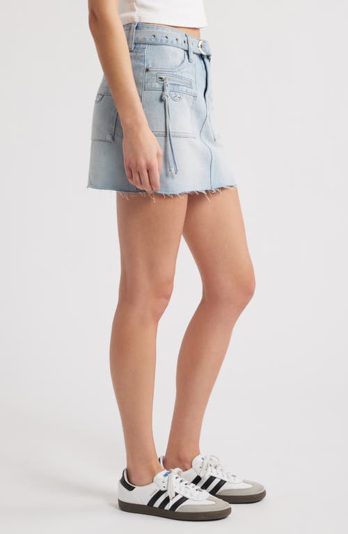 Ptcl Eve Moto Zip Pocket Denim Miniskirt In Light Indigo