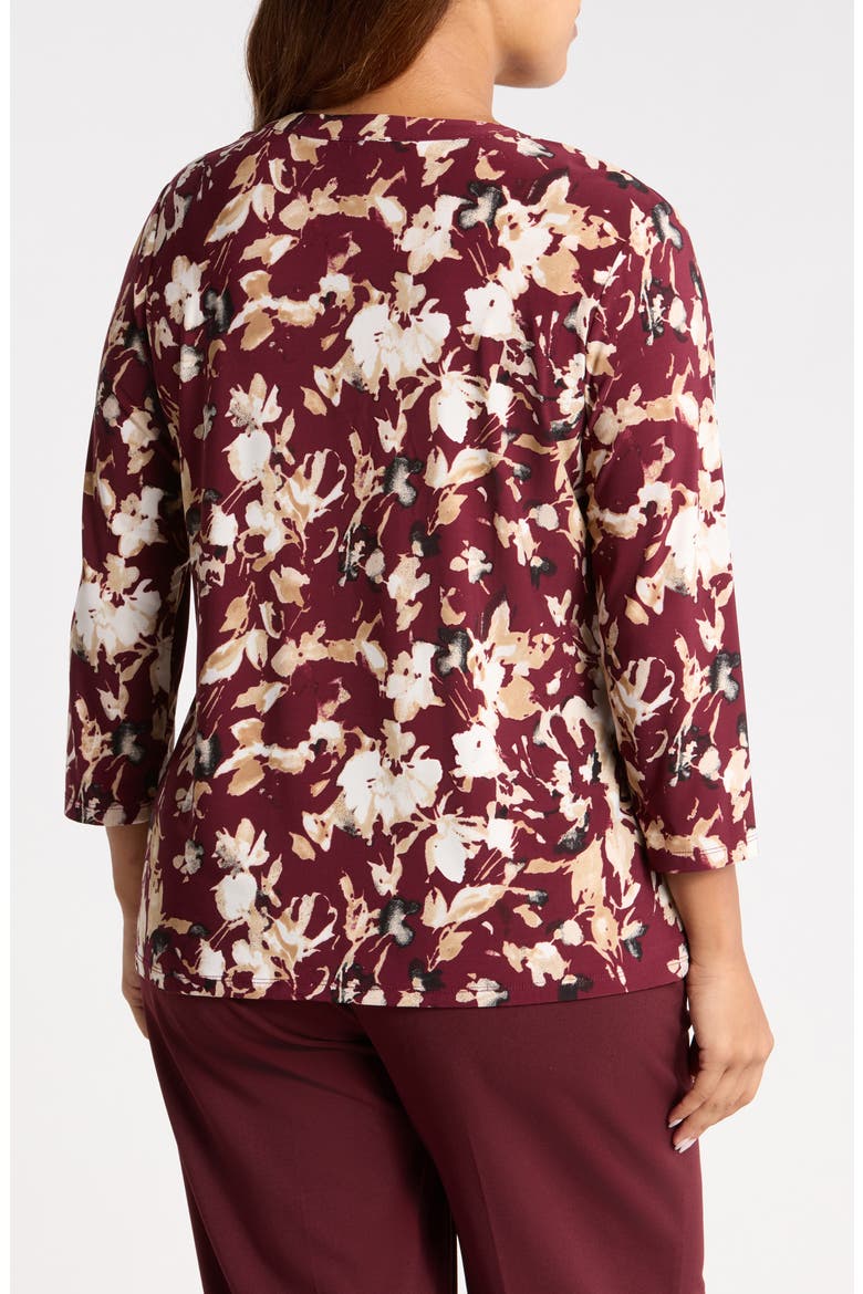 Woodblock Texture Three-Quarter Sleeve Henley Top, Alternate, color, BAROLO MULTI