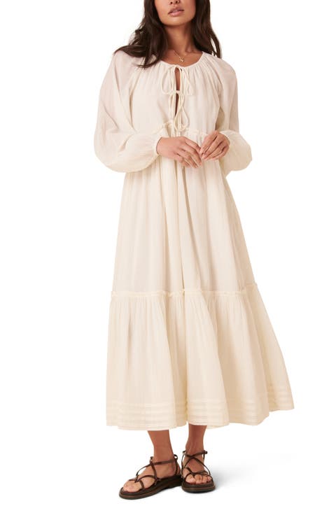 Adley Long Sleeve Organic Cotton Midi Dress