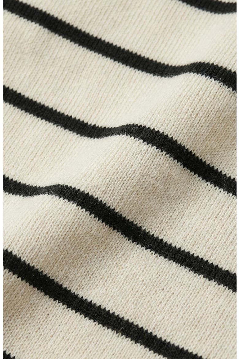 Striped Knit Denim Trim Cardigan, Alternate, color, Cream / Navy Blue