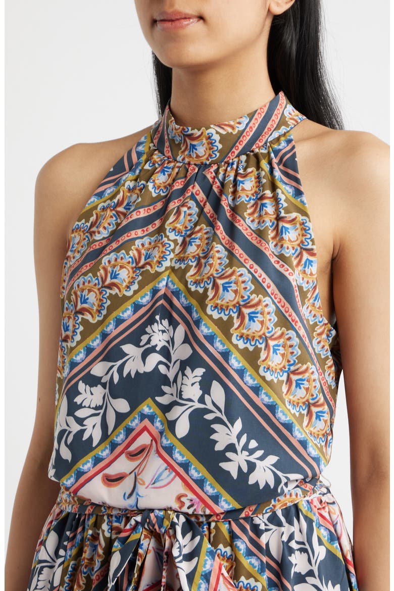 Halter Maxi Dress, Alternate, color, NAVY MULTI