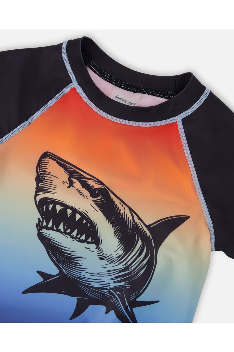 Short Sleeve Shark Gradient Rashguard, Alternate, color, Blue and Orange Gradient