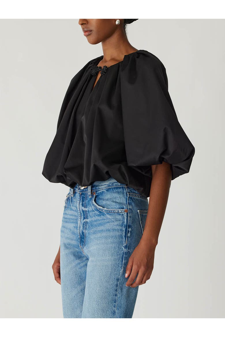 Techy Sateen Bubble Top, Alternate, color, BLACK