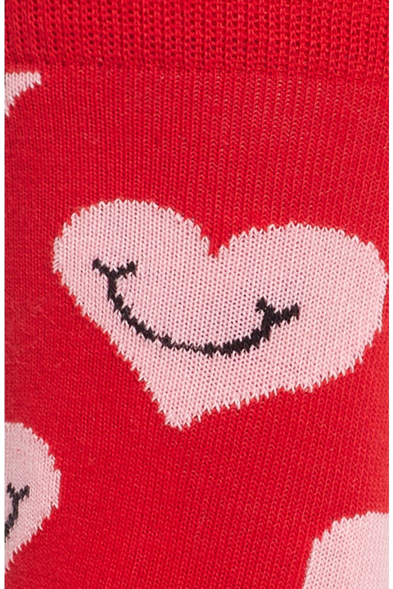 Smiley Heart Crew Socks, Alternate, color, RED/ PINK