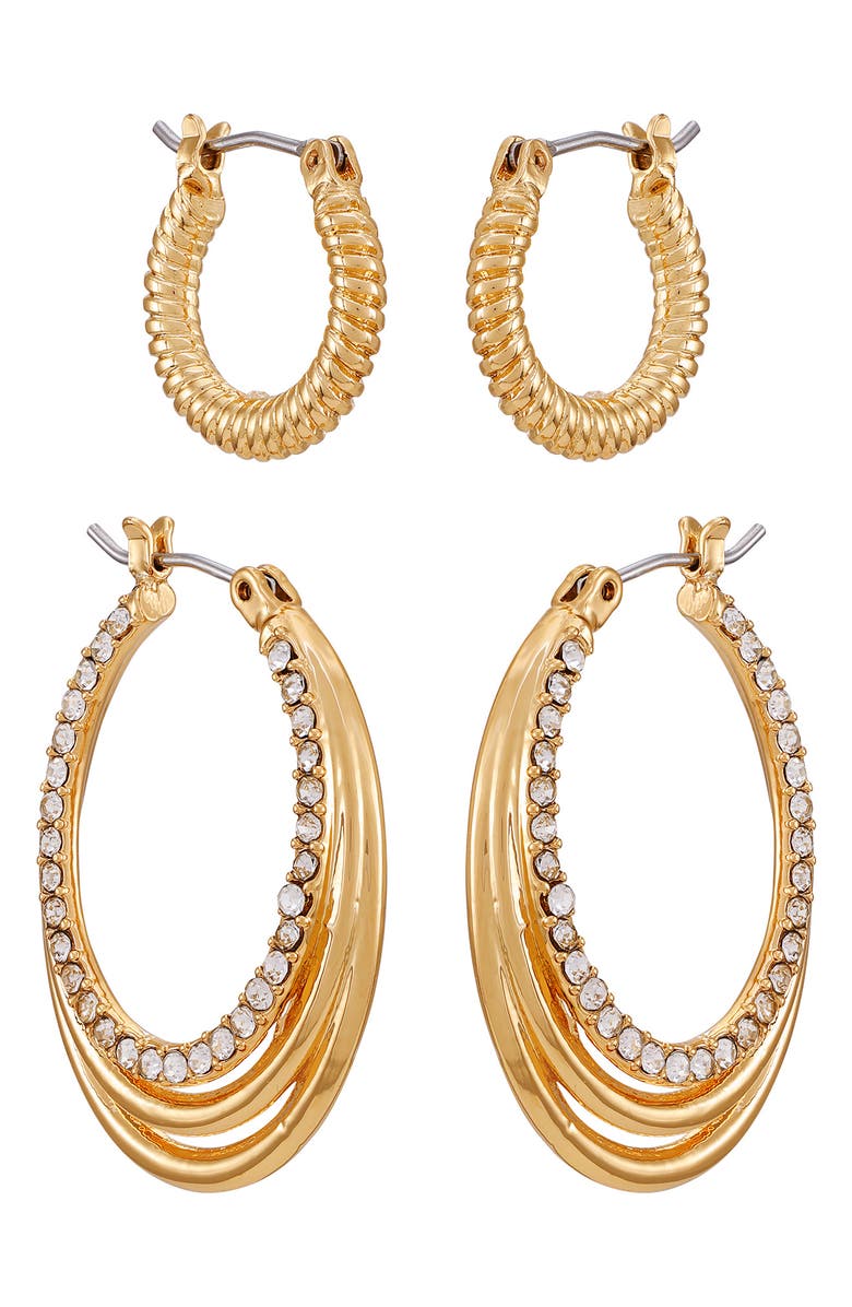 Vince Camuto Set of Two Hoop Earrings, Main, color, Gold