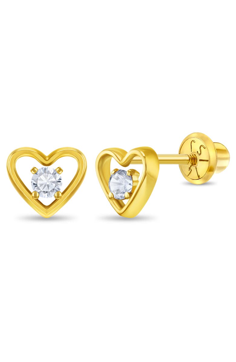 In Season Jewelry 14k Diamond Centered Girl Earrings, Main, color, Gold