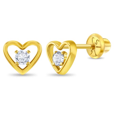 14k Diamond Centered Girl Earrings