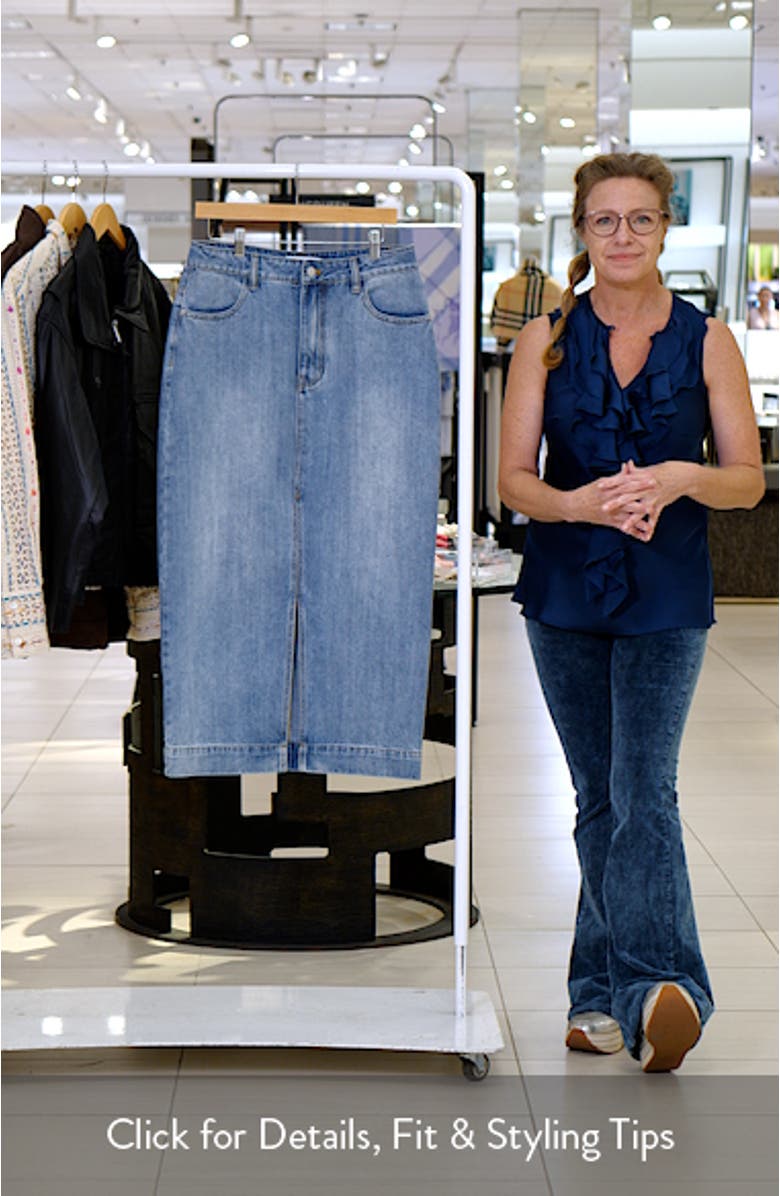 High Waist Denim Midi Skirt, sales video thumbnail
