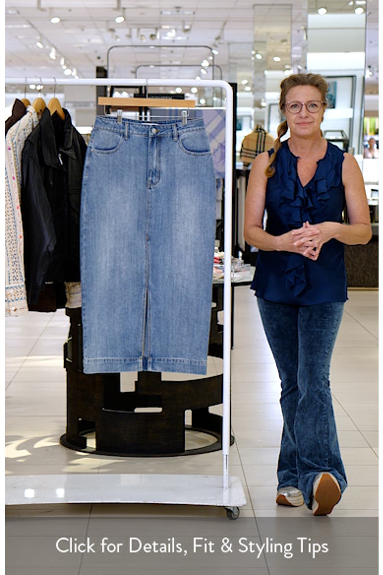High Waist Denim Midi Skirt video